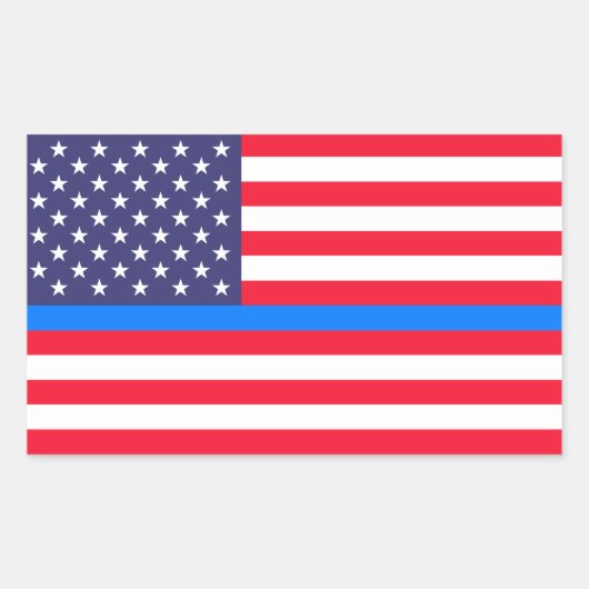 STICKER RECTANGULAIRE "LIGNE BLEUE SUR DRAPEAU" (Devant)