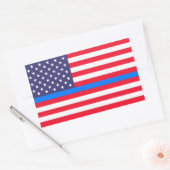 STICKER RECTANGULAIRE "LIGNE BLEUE SUR DRAPEAU" (Enveloppe)