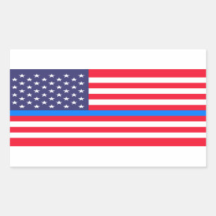 STICKER RECTANGULAIRE "LIGNE BLEUE SUR DRAPEAU"