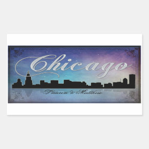 Sticker Rectangulaire Ligne d'horizon colorée de Chicago Illinois