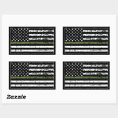 Sticker Rectangulaire Ligne verte mince Drapeau Militaire US Style dépri (Feuille)