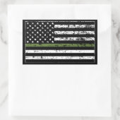 Sticker Rectangulaire Ligne verte mince Drapeau Militaire US Style dépri (Sac)