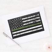 Sticker Rectangulaire Ligne verte mince Drapeau Militaire US Style dépri (Enveloppe)