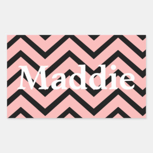 Sticker Rectangulaire Lignes Chevron Rose Clair