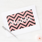 Sticker Rectangulaire Lignes Chevron Rose Clair (Enveloppe)