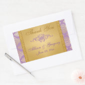 Sticker Rectangulaire Lilac, FAUX Parties scintillant, Damask Candy Buff (Enveloppe)