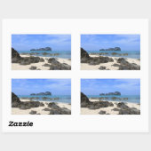 Sticker Rectangulaire L'île tropicale (Feuille)