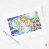 STICKER RECTANGULAIRE L'IMAGINAIRE DE MARINE MERMAID À MERHORSE, SEAHORS (Enveloppe)
