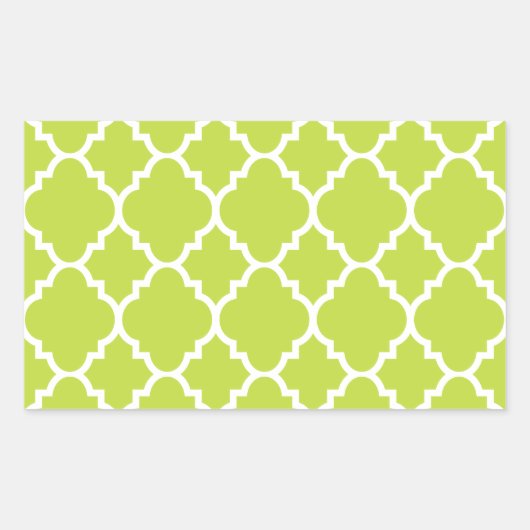Sticker Rectangulaire Lime Green White Quatrefoil (Devant)
