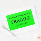 Sticker Rectangulaire Lime Vert/Noir Fragile. Manipuler avec soin. (Enveloppe)