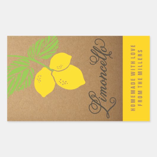 Sticker Rectangulaire Limoncello Étiquette, petit rectangle citron autoc (Devant)