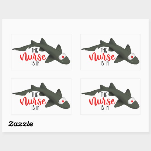 Sticker Rectangulaire L'Infirmière Requin Est Dans (Feuille)