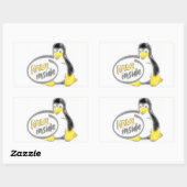 Sticker Rectangulaire LINUX INSIDE Tux Linux Penguin Logo (Feuille)