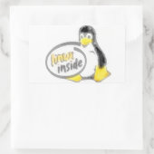 Sticker Rectangulaire LINUX INSIDE Tux Linux Penguin Logo (Sac)