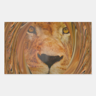 Sticker Rectangulaire Lion Abstrait Safari Art