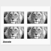 Sticker Rectangulaire Lion noir blanc (Feuille)