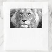 Sticker Rectangulaire Lion noir blanc (Sac)