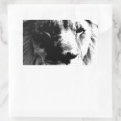 Sticker Rectangulaire Lion noir et blanc (Sac)