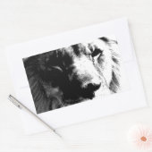 Sticker Rectangulaire Lion noir et blanc (Enveloppe)