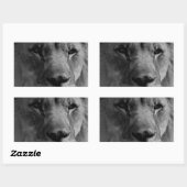 Sticker Rectangulaire Lion noir et blanc (Feuille)