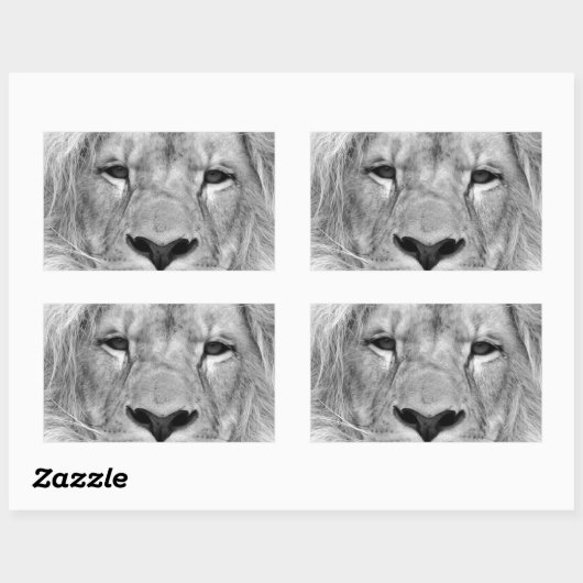 Sticker Rectangulaire Lion noir et blanc (Feuille)