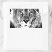 Sticker Rectangulaire Lion noir et blanc (Sac)