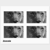 Sticker Rectangulaire Lion noir et blanc (Feuille)