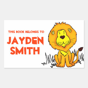 Sticker Rectangulaire Lion plaque d'immatriculation orange blanc id étiq