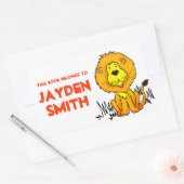 Sticker Rectangulaire Lion plaque d'immatriculation orange blanc id étiq (Enveloppe)