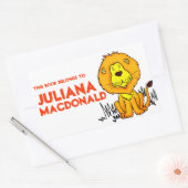 Sticker Rectangulaire Lion plaque d'immatriculation orange blanc id étiq (Enveloppe)