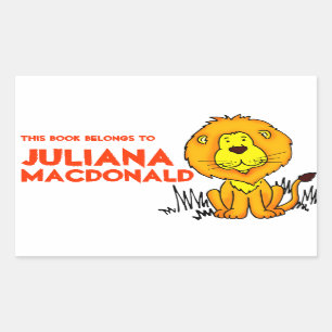 Sticker Rectangulaire Lion plaque d'immatriculation orange blanc id étiq
