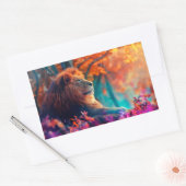 Sticker Rectangulaire Lion royal dans la conception forestière enchantée (Enveloppe)
