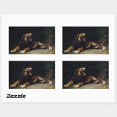 Sticker Rectangulaire Lion Snapping à un papillon (Feuille)