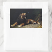Sticker Rectangulaire Lion Snapping à un papillon (Sac)
