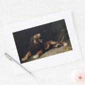 Sticker Rectangulaire Lion Snapping à un papillon (Enveloppe)
