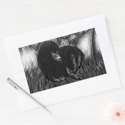 Sticker Rectangulaire Lion solitaire (Enveloppe)