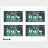 Sticker Rectangulaire Lion vert avec lunettes roses "Hakuna Matata" Art (Feuille)