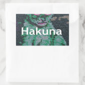 Sticker Rectangulaire Lion vert avec lunettes roses "Hakuna Matata" Art (Sac)