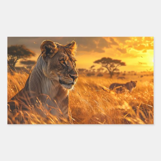 Sticker Rectangulaire Lionne africaine (Devant)