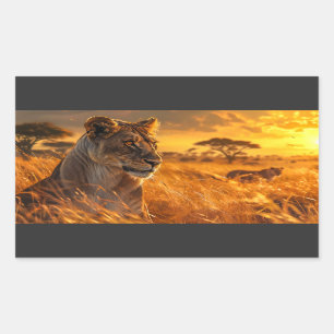 Sticker Rectangulaire Lionne africaine