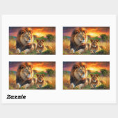 Sticker Rectangulaire Lionne avec son petit (Feuille)