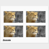 Sticker Rectangulaire Lions dans l'amour (Feuille)