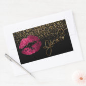 Sticker Rectangulaire Liquide rose chaud avec Confetti d'or (Enveloppe)