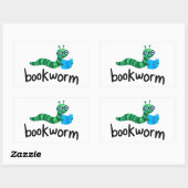 Sticker Rectangulaire Lire Buddy Cute Bookwort Avec Livre (Feuille)
