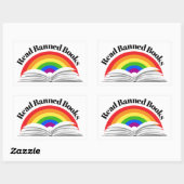 Sticker Rectangulaire Lire les livres interdits Arc-en-ciel (Feuille)
