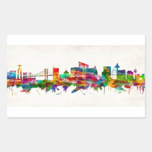 Sticker Rectangulaire Lisbon Portugal Skyline