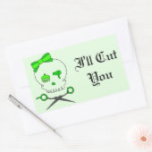 Sticker Rectangulaire Liste de cheveux vert citron Crâne et ciseaux Cros (Enveloppe)