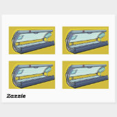 Sticker Rectangulaire Lit de bronzage Spa Rétro (Feuille)