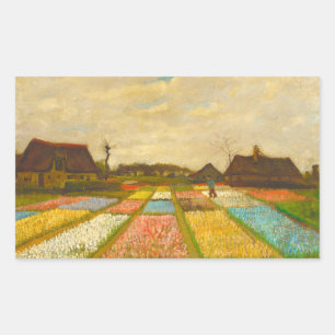 Sticker Rectangulaire Lits à fleurs en Hollande par van Gogh