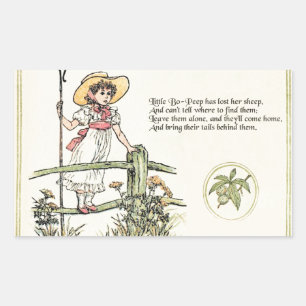 Sticker Rectangulaire Little Bo-Peep : Nursery classique de Kate Greenaw